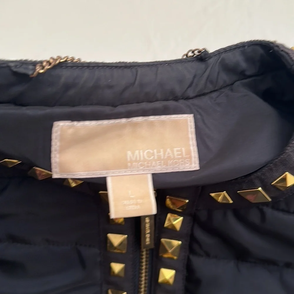 MICHAEL Michael Kors black quilted vest gold studs and hardware
